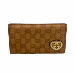 【6db1648-k】グッチ 長財布 グッチシマ 245729 レザー ブロンズ ゴールド金具【中古】レディース