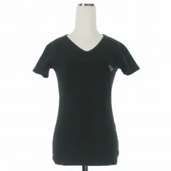 エンポリオアルマーニ EMPORIO ARMANI Vネック ロゴプリントTシャツ カットソー 半袖 XS ブラック 黒 国内正規