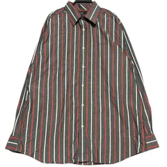 ショーンジョン 超ビッグサイズ XXXL 3XL 長袖シャツ 総柄 ストリート B系 Sean John 90s 00s Y2K 古着 オーバーサイズ ゆるだぼ 赤 白 黒 幾何学 縦縞 コットン レア 希少 メンズ ビンテージ 大きいサイズ / IA427