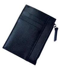 [Four leaf] コンパクト×収納力 薄型 財布 小銭入れ付き カードケース フラグメントケース ミニ財布 ウォレット 小さい財布 コンパクト 薄い 本革 牛革 牛本革 カード ６枚収納 (ブラック(サフィアーノレザー [ブラック(サフィアーノレザー)]