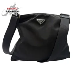 超美品 PRADA プラダ テスート 三角ロゴ ブラック シルバー金具 ナイロン ショルダーバッグ レディース S1-00084【中古】