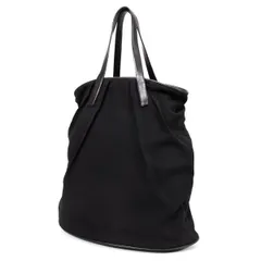 ヨウジヤマモト ファムYohji Yamamoto FEMME レザーパイピングタックウールハンドバッグ 黒のサムネイル