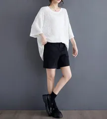 人気商品 シアートップス レディース 半袖 透け感 チュニック シアー ラウンドネック 着痩せ 半袖Tシャツ 丸首 体型カバー 涼しい プルオーバー ドロップショルダー 大きいサイズ トップス ミドル丈 レイヤード シンプル