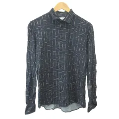 ザラ ZARA シャツ 42 紺 ネイビー グリッド柄 長袖 襟付き /KT ■ECC003