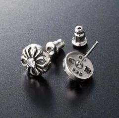 シルバー925 ピアス ジルコニア クロスデザイン 丸型 両耳 メンズ レディース ユニセックス シンプル おしゃれ シルバーアクセ ギフト包装可 新品 106