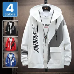 人気商品 ジップパーカー ジャケット スウエット メンズ 配色 薄手 裾リブ 袖口リブ ジップアップ フード付き アウター 秋服 カジュアルジャケット