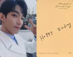 【中古】コレクションカード(男性) SEVENTEEN/DK(ドギョム)/印刷メッセージ入り・裏面オレンジ/CD「JAPAN 1ST SINGLE『Happy Ending』」(通常盤)封入特典フォトカードD