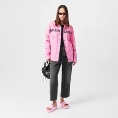 バレンシアガ レディース アウター ジャケット・ブルゾン プリント コットン デニム ロゴ Balenciaga Womens Printed Logo Cotton Long Sleeve Deniのサムネイル