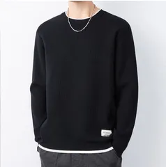 人気商品 セーター ニットセーター メンズ ニット クルーネック 丸首 防寒 暖かい 重ね着風 プルオーバー トップス シンプル ビジネス カジュアル オシャレ 定番 無地 長袖 通勤 通学 ファッション 秋 冬