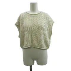 ザラ ZARA ニットベスト ショート丈 ケーブル編み クルーネック L 白 ホワイト /XZ ■ECB002