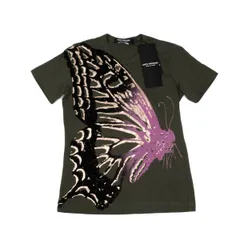 ジュンヤワタナベ コムデギャルソンJUNYA WATANABE COMME des GARCONS 蝶フロッキープリントTシャツ カーキSのサムネイル