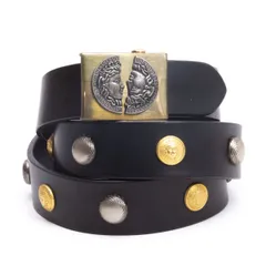 ジャンニヴェルサーチGIANNI VERSACE メデューサリベットデザインレザーベルト 黒90/36のサムネイル