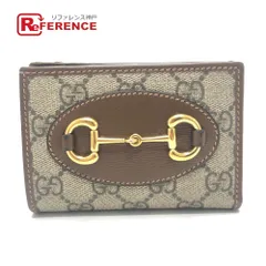 GUCCI グッチ 2つ折り財布 ホースビット 1955 726846 GGスプリームキャンバス ブラウン