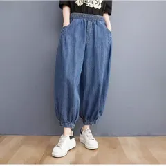 人気商品 デニムパンツ バルーンパンツ 夏 レディース デニムワイドパンツ 大きいサイズ ゆったり ジーンズ コクーンパンツ 柔らか ボトムス ジーパン 美脚 春夏秋 森ガール ウエストゴム 体型カバー ナチュラル 着回し