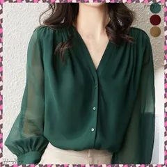 人気商品 シフォンブラウス 通勤シースルートップス レディース V ネック オフィスOL シャツブラウス 薄手 着やせとろみシャツ 30代40代50代 きれいめブラウス春夏 シアーカーディガン こなれ感 ブラウス 体型カバー服透け感