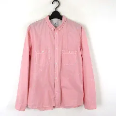 アールニューボールド R.NEWBOLD シャツ カジュアルシャツ 長袖 サングラス ギター 総柄 ショートカラー L シャーベットピンク 国内正規品