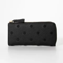 ☆ ブラック ☆ perche ペルケ 牛革ドット刺繍 L字パームフィット ペルケ 財布 perche 08-06-02978 長財布 L字ファスナー 長サイフ 薄型 薄い サイフ 本革 革 レザー レディース ウォレット おしゃれ かわいい 可愛い きれいめのサムネイル