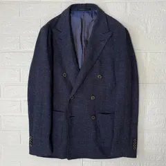 green label relaxing 麻･綿･絹 6B ダブルブレスト ジャケット  ネイビー サイズ42 (XS相当) / グリーンレーベルリラクシング