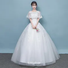 人気商品 ウェディングドレス 袖あり ラグランスリーブ Aライン 結婚式 二次会 お呼ばれ マキシ丈 ロングドレス 白 ウェディングドレス 海外挙式 花嫁ドレスのサムネイル
