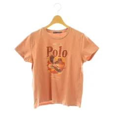 ラルフローレン RALPH LAUREN Tシャツ L サーモンピンク  ロゴ プリント クルーネック 半袖 /BB ■ECD003