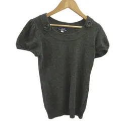 バーバリー ロンドン BURBERRY LONDON ニット セーター ウール混 カシミヤ混 パフスリーブ 38 グレー 半袖 ラウンドネック /YU ■GY99