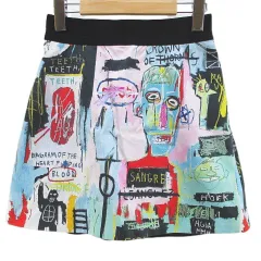 アリスオリビア alice + olivia バスキア BASQUIAT コラボ アート柄 ミニ丈 台形スカート マルチカラー 総柄 リブ 裏地のサムネイル
