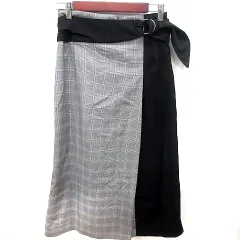 コムサイズム COMME CA ISM スカート タイト ロング 総柄 ウエストマーク 9 グレー 黒 ブラック /RT