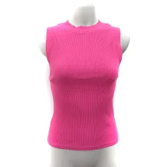 ザラ ZARA カットソー リブ ノースリーブ ピンク /YI