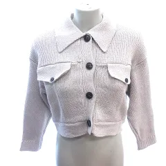 リリアンカラット LILLIAN CARAT ニットジャケット ステンカラー 2 M グレージュ /AU