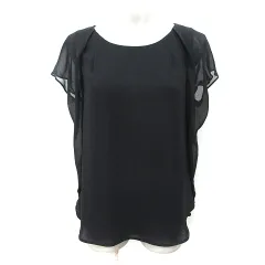 アーバンリサーチ URBAN RESEARCH シフォンブラウス プルオーバー フレンチスリーブ F 黒 ブラック /YI