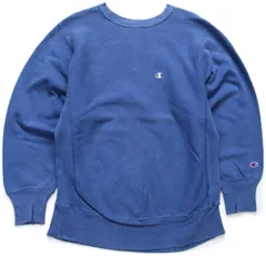 90s メキシコ製 Championチャンピオン ワンポイント リバースウィーブ スウェット 薄紺 M★ビンテージ オールド 刺繍タグ ロゴ刺繍