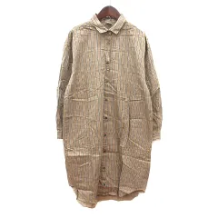 アーバンリサーチ ドアーズ URBAN RESEARCH DOORS シャツワンピース ひざ丈 ストライプ 長袖 One M ベージュ /MN