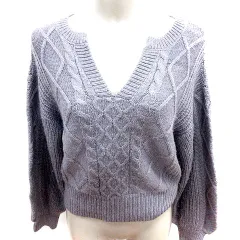 ナイスクラップ NICE CLAUP ニット セーター 長袖 総柄 グレー /RT ●RY