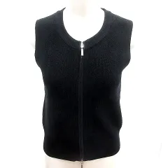 ジーユー GU ベスト ニット 前開き ノースリーブ M 黒 ブラック /RT ●RY