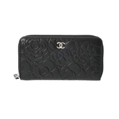 シャネル  ラウンドファスナーカメリア ブラック  メンズ レザー  長財布