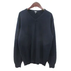 ユニクロ UNIQLO ニット セーター Vネック カシミヤ 長袖 XL 紺 ネイビー /MS ●RY