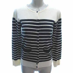 ビームスハート BEAMS HEART カーディガン ニット ボーダー 長袖 アイボリー 白 ホワイト 紺 ネイビー /YK