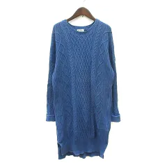 ナノユニバース nano universe ワンピース ニット ひざ丈 長袖 ケーブル F 青 ブルー /MN