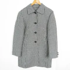 トラサルディ TRUSSARDI ビンテージ ジャケット ミディアム丈 毛 44 ブラック ギンガムチェック 大きいサイズ kz12958のサムネイル