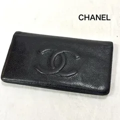 シャネル 長財布 二つ折り財布 キャビアスキン ココマーク シャネル スペイン製 ブラック レディース - ISItems【USED】【古着】【中古】50157010