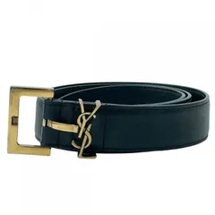 【中古】 Saint Laurent サンローラン  26010242 スクエアバックル モノグラム ロゴ ベルト ブラック メンズ  26010242 KJのサムネイル