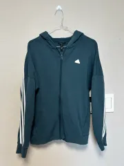 アディダス 3本線 トレーナー フードジップアップ ネイビー