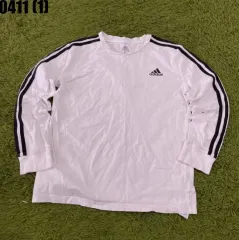 アディダス 白 3本線 長袖 Tシャツ M 10-12