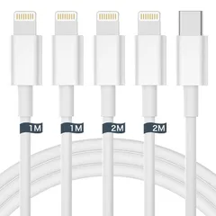 【新品】 【2025正規MFi認証品】iPhone 充電ケーブル ライトニングケーブル usb-c 【1m+1m+2m+2m 4本】充電ケーブル 20W対応 PD急速充電 タイプC ライトニング 充電 超高耐久 高速データ同期 タイプC コード iPhon 1