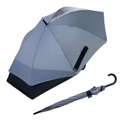 【新品】 小川(Ogawa) メンズ長傘 後ろが伸びる 先端が丸いT型露先 直径cm 超はっ水 テフロン加工 8本骨 親骨65cm LINEDROPS グレー ジャンプ式 伸びる生地 カバンが濡れない 透明窓付き ゲリラ豪雨 梅雨対策 LDM トランスフォーム