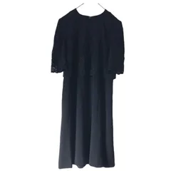  東京ソワール SOIR PERLE ブラックフォーマル　ワンピース　セレモニー　半袖　レース　レイヤード　黒　ブラック　レディース　13号　XL 高級感　上品　オシャレ　お祝い【Z1810】