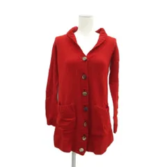 ヨークランド YORKLAND ニットカーディガン ミドル丈 M 赤 レッド ショールカラー /SM45 ■ECB002