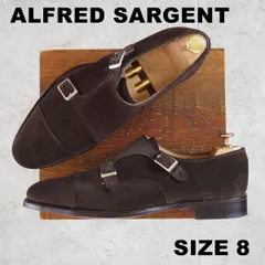 極美品★(英)アルフレッド・サージェント SIZE 8【定価￥87,480-★DARCY/ダブルモンク】スエード/濃茶/メンズ/ALFRED SARGENT★o714のサムネイル