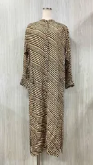 SARA MALLIKA/サラマリカ/長袖ワンピース/レーヨンジャガード ストライププリント カフタンワンピース/ベージュ/サイズ S/020432SP1