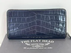 【塩】希少品 超美品 The Flat Head フラットヘッド ジッピーウォレット  クロコ クロコダイル ワニ革 鰐革 ブラック×赤茶 長財布 手縫い 小銭入れほぼ未使用 JRAタグあり【23299CK】D12